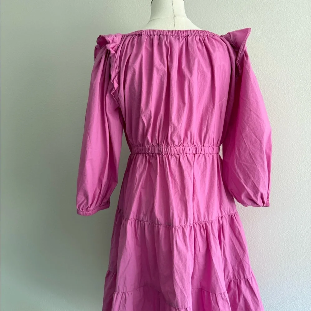RACHEL PARCELL Pink Ruffled Shoulder Tiered Minidress Women’s Sz‎ 6